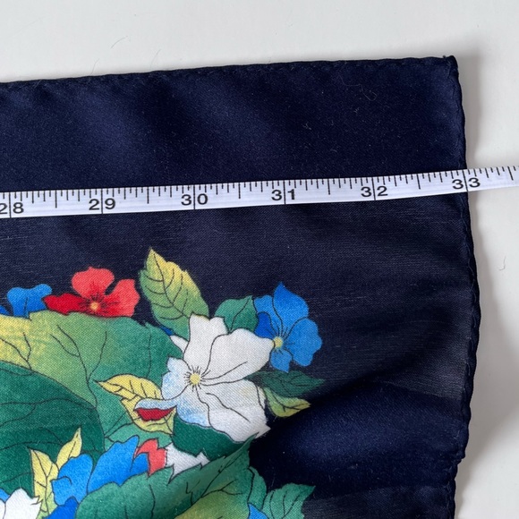 Franco Laurenti Vintage Floral Silk Scarf Blue Red - Picture 5 of 5